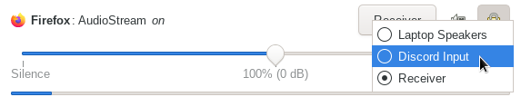 selecting “Discord Input” in pavucontrol