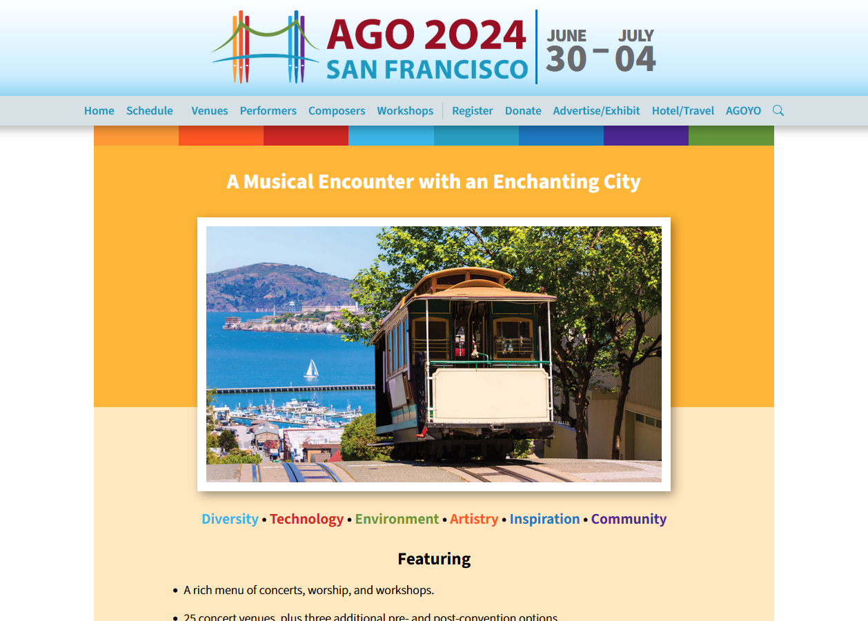 Screenshot of sfago2024.org home page